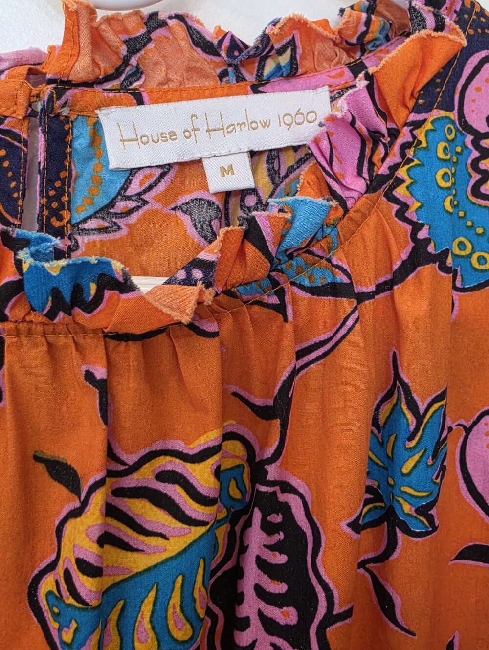 House Of Harlow 1960 Orange Floral Tiered Boho Mini Dress - Picture 5 of 11